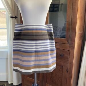 LOFT Blue/Brown/Cream Striped Pencil Skirt, 8P
